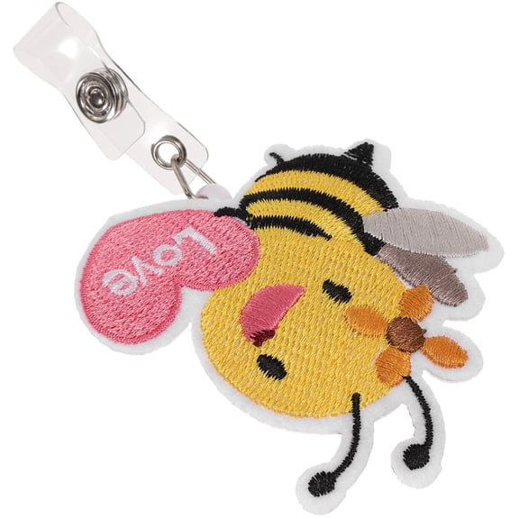 PAMINGONO 1Pcs Bee Pattern Badge Clip Cute Design for Nurses Portable Name Card Holder 7x6.7in Plastic Felt