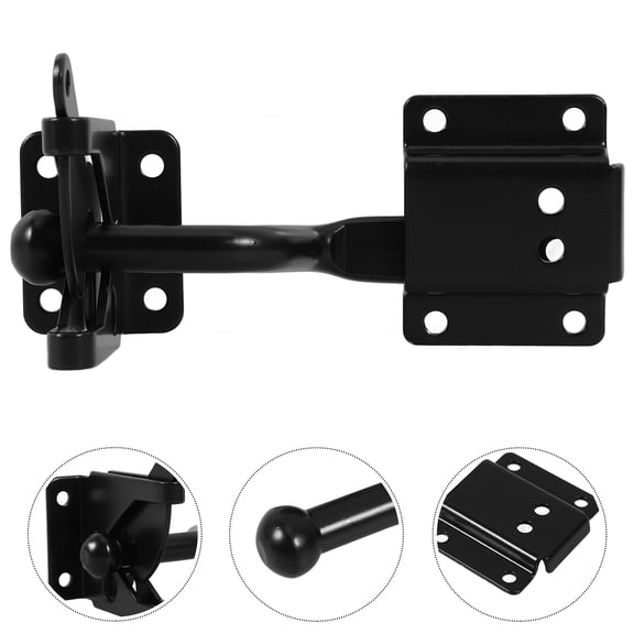 PAMINGONO 1Pcs Black Self-Locking Gate Latch for Door Latch and Hinges with Galvanized Finish