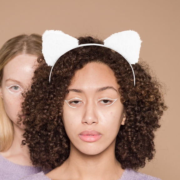 PAMINGONO Face Washing Headband White Furry 1Set 7.3x5.7x0.7in