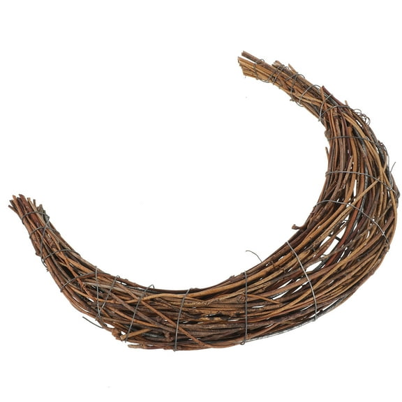 PAMINGONO Crescent Moon Shape Wreath DIY Rattan Ring for Wall Hanging 1Pcs