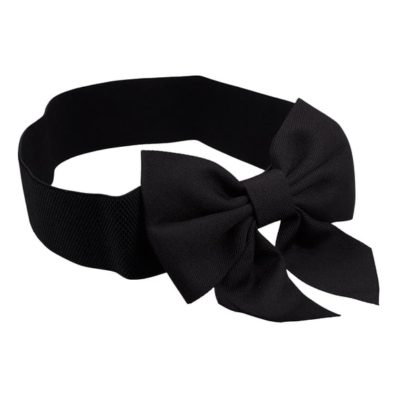 PAMINGONO Women's Wide Elastic Black Bow Belt, Stretchy Waist Accessory for Casual and Fashion Outfits