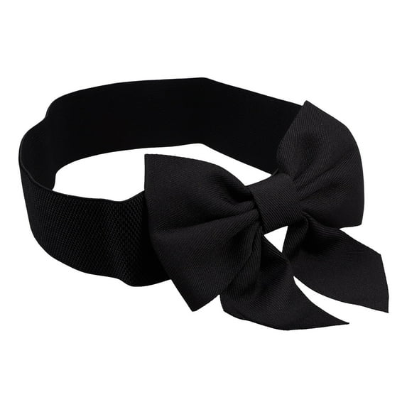 PAMINGONO 1Pcs Elastic Bow Belt Wide Black Cloth Decorative for Women Various Occasions