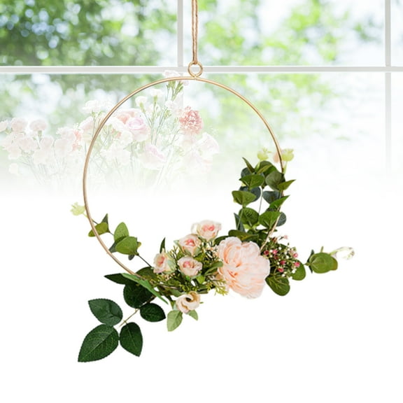 PAMINGONO 1Pcs Floral Hoop Wreath Wall Decoration Round Multi 21 5x19 5in Iron Rope Modern Minimalist