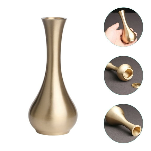 PAMINGONO 1Pcs Golden Brass Flower Vase for Tabletop Planting Curved Shape Minimalist Home Decoration