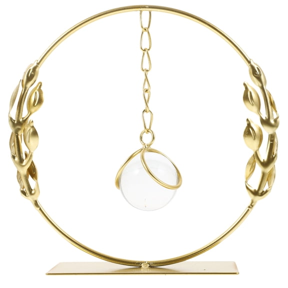 PAMINGONO 1Pcs Golden Iron And Crystal Wheat Crystal Ball Decoration Crescent Moon Shape For Living Room Ornament