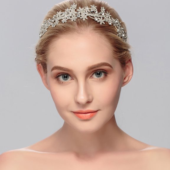 PAMINGONO Rhinestone Headpiece Head Band Silver Alloy 1Pcs