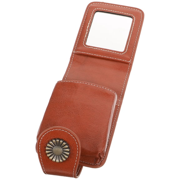 PAMINGONO 1Pcs Lipstick Cases For Women Brown Polyester Material Compact Design For Travel Use