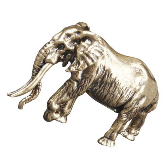 PAMINGONO 1Pcs Lucky Elephant Figurines Golden For Animal Sculpture Home Decor 4.8X3.4X2.3In