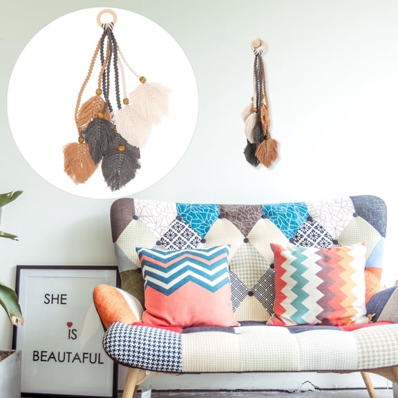 PAMINGONO 1Pcs Macrame Wall Decor Bohemian Style Cotton Leaf Shape For