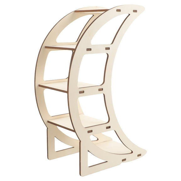 PAMINGONO Tabletop Moon Ornament Moon Shape Shelf Beige Wood 1 Pcs