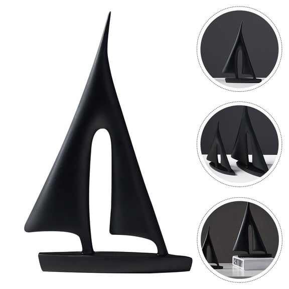 PAMINGONO 1Pcs Nautical Decor Black Resin Sailboat Model For Festival Birthday present