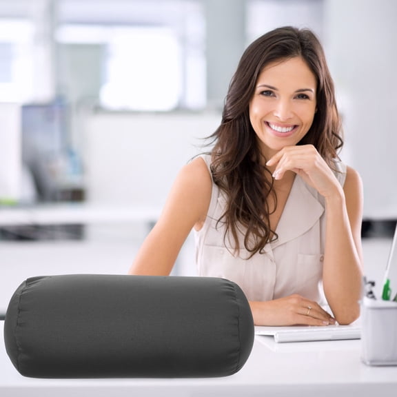 PAMINGONO Ergonomic Grey Round Neck Roll Pillow for Spine and Shoulder Comfort on Sofa