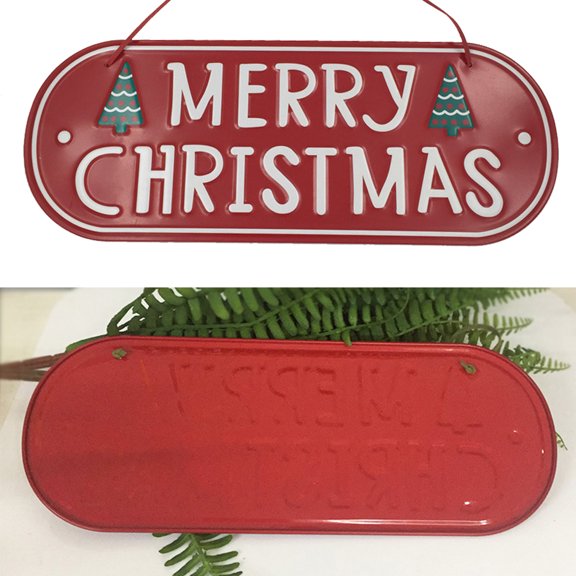 PAMINGONO 1Pcs Rectangular Iron Door Plaque Decoration for Christmas New Year Celebrations 30x12x0.2in