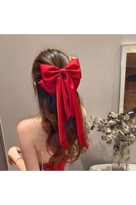 1Pcs Red Bow Hair Clip For Women Teen Girls Vintage Ribbon Bow Clips