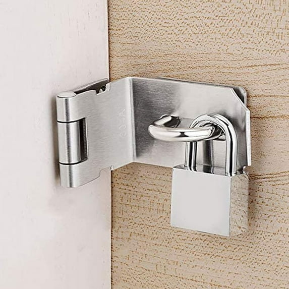 PAMINGONO 1Pcs Right Angle Hasp Latch Padlock with Keyed Lock for Doors