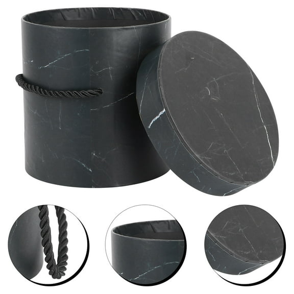 PAMINGONO Round Flower Wrapping Box Black Paper 1Pack 5x5in