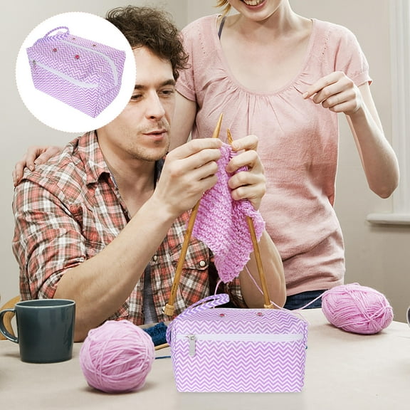 PAMINGONO 1Pcs Sewing Storage Bag Purple Woolen with Tool Storage for Home Use