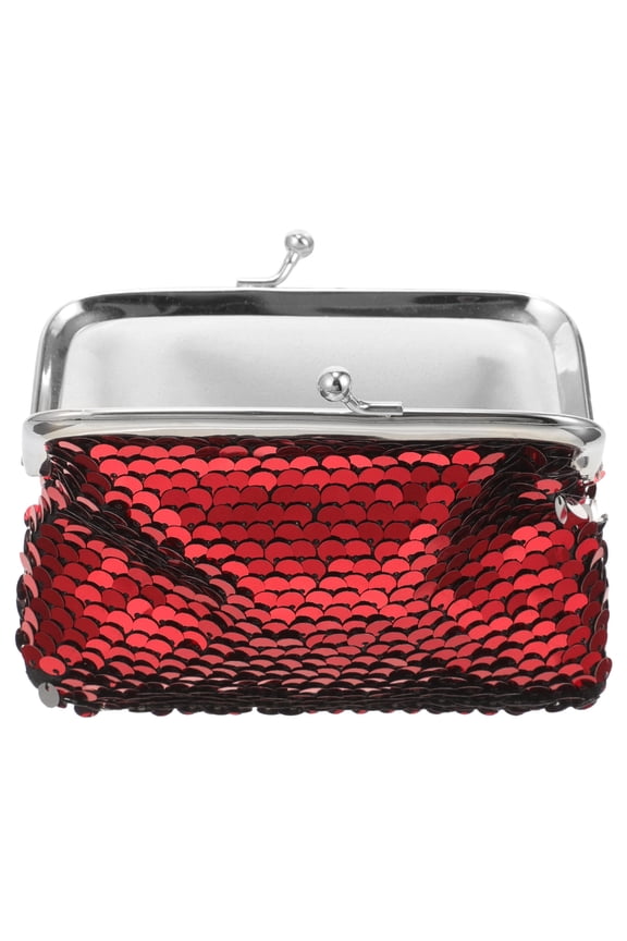 1Pack Cute Wallet Red Sequins Fabric Fashion Storage for Small Items Women Going Out