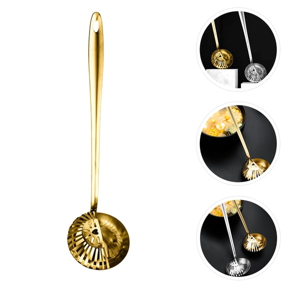 PAMINGONO Stainless Steel Buffet Serving Spoon Golden 1Pack Practical Use for Adults