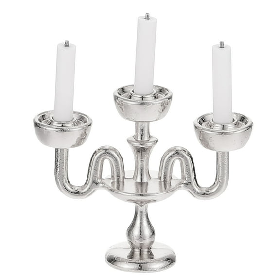 PAMINGONO 1Pcs Tabletop Candelabra Silver Mini Style for Mini House Accessories