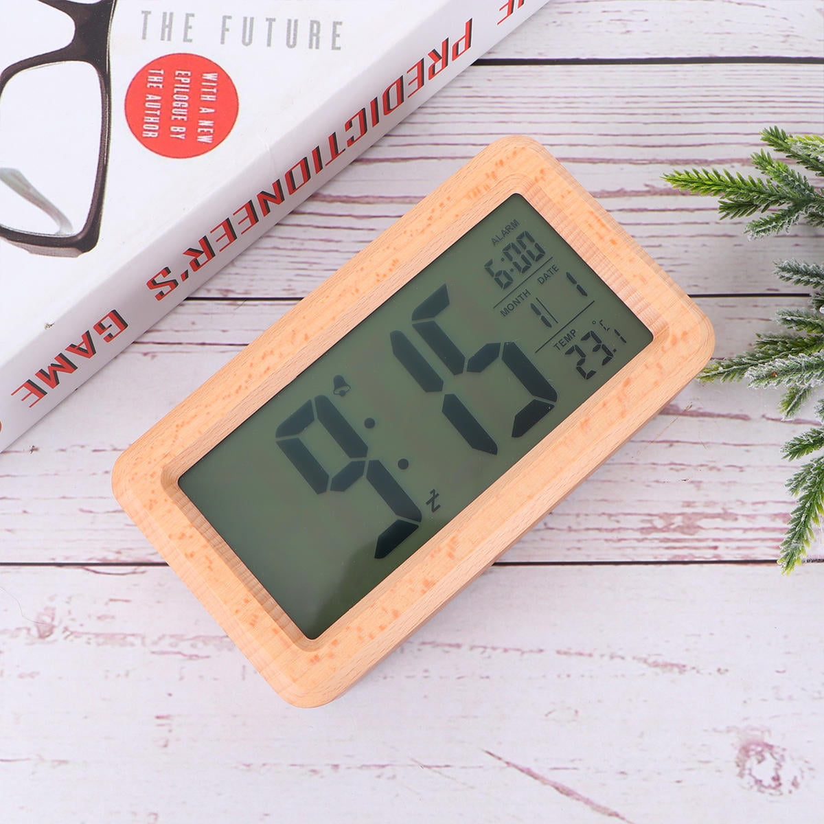 PAMINGONO 1Pcs Tabletop Clock Wooden Digital Alarm Clocks Rectangular ...