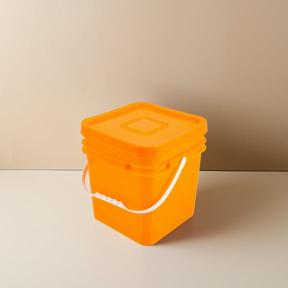 PAMINGONO Orange Plastic Laundry Powder Storage Bucket with Handle and Sealed Lid for Household Use