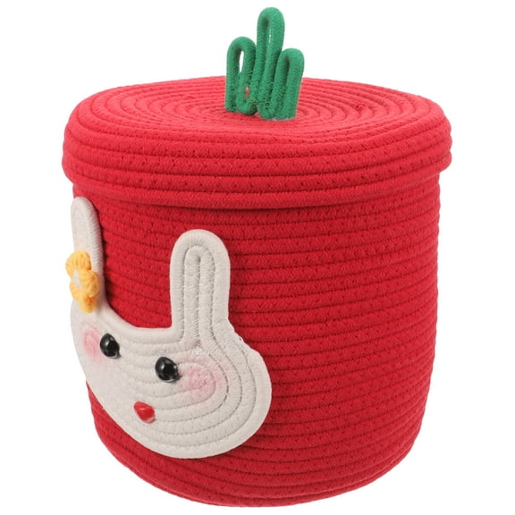 PAMINGONO 1Set 9x9x9in Red Cotton Woven Baskets for Storage in Terrace and Balcony