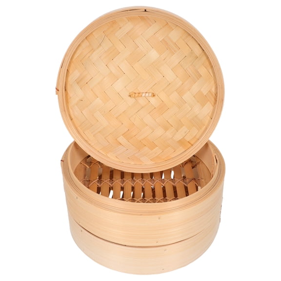 PAMINGONO Traditional Beige Bamboo Steamer, Nutrient-Preserving for Home Cooking