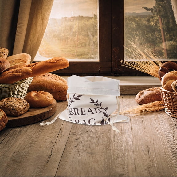 PAMINGONO 1Set Beige Linen Bread Bag for Food Packaging and Preservation 15X11In