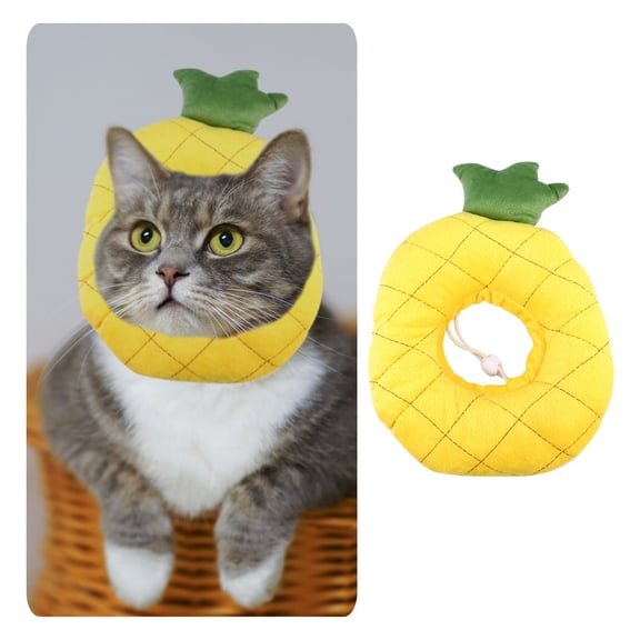 PAMINGONO 1Set Cat Tie Collar Pineapple Shape for Cats Dogs Prevent Biting Protect Wounds Soft Design