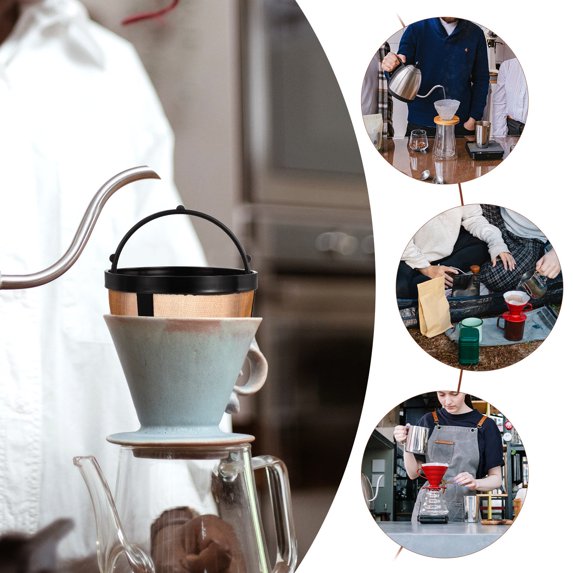 PAMINGONO 1Set Coffee Filter Holders for Home and Travel Use Metal and Nylon