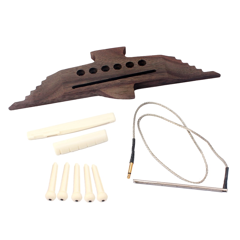 PAMINGONO 1Set Coffee Swallow Shape Wood Guitar Bridge and Accessories for Folk Guitar Replacement 11.9 x 2.1 x 0.4in