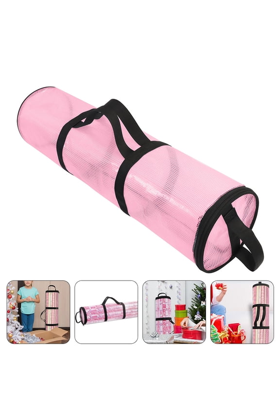 Women Cylindrical Bag Transparent Pink 1Pack