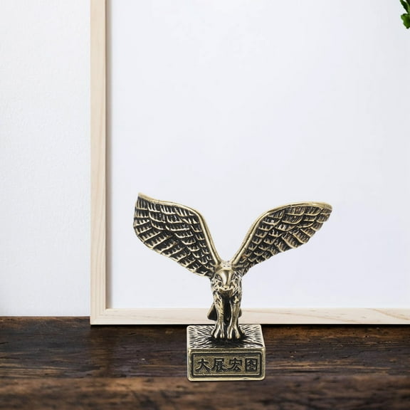 PAMINGONO 1Set Desktop Eagle Figurine Golden Brass Craft For Office Decoration