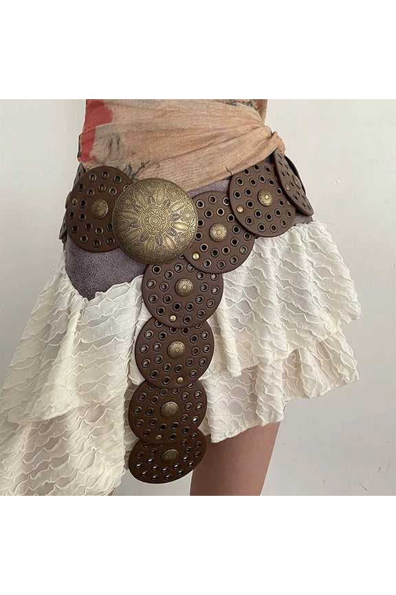 Western Belts for Women Disc Shape Metal 1Pack