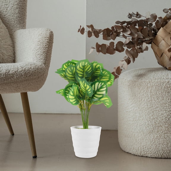 PAMINGONO 1Set Faux Potted Plants Green Oval Leaves for Living Room Desktop Home Owners