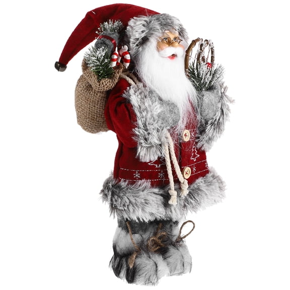 PAMINGONO 1Set Figurines Home Decor Santa Claus Red Light Grey Cloth Plastic Home Decoration