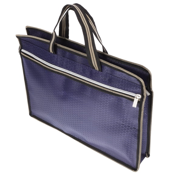 PAMINGONO 1Set File Bag for Students in Dark Blue with Zipper and Aluminum Alloy Travel Convenience