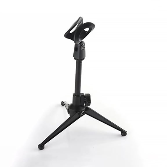 PAMINGONO Adjustable Black Desktop Mic Stand for Home Studio Use Premium Metal with Universal Clip and Foldable Tripod