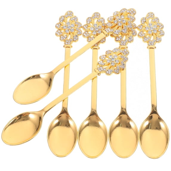 PAMINGONO Zinc Alloy Rhinestone Dessert Spoon Set with Comfortable Ergonomic Handle for Coffee, Tea, Parties, and Daily Use