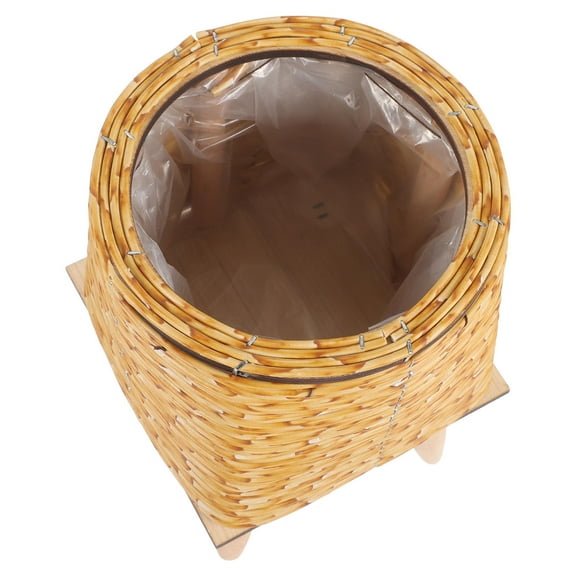 PAMINGONO Light Brown Woven Planter with Stand for Flower Pots, 11.6 x 5.7 Inches, Decorative Plant Holder Set