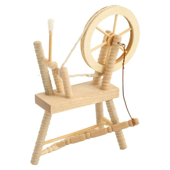 PAMINGONO 1Set Mini Wool Spinning Wheel for Collectors in Wooden Retro Design 3.46X2.75X1.65In