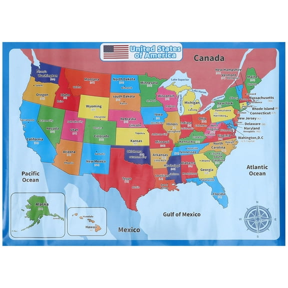 PAMINGONO 1Set Multi-colored Usa Map Poster for Household Kids Poster in 23.6x17.7in