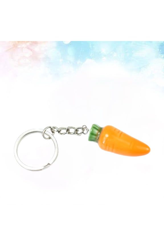 1Set Orange Ceramic Carrot Shaped Keychain Bag Pendant for Purse and Car Keys Everyday Use