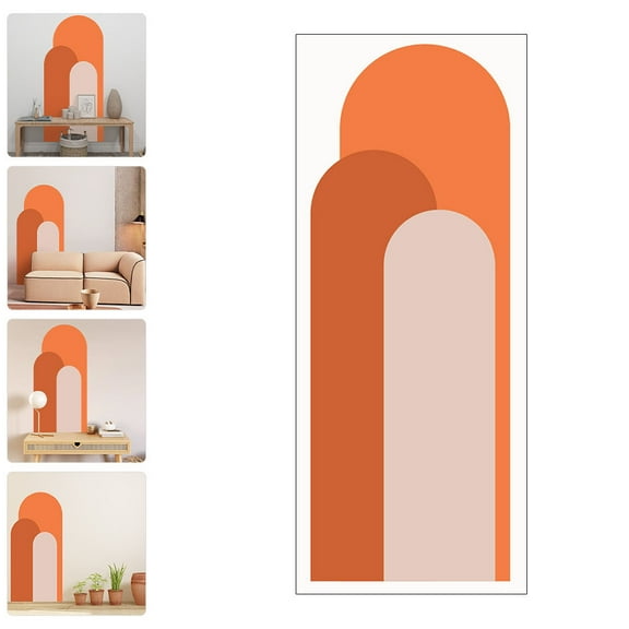PAMINGONO 1Set Peel And Stick Geometric Wall Decals Orange Arch Shape Modern Style 55.02X20.44in