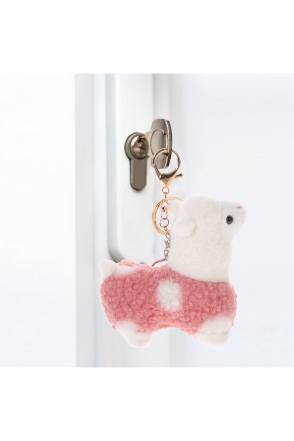 1Set Pink Plush Alpaca Doll Key Chain Pendant for Keychain Accessories Supple Toy Design Hanging Ornament