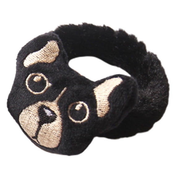 PAMINGONO 1Set Plush Fur Black Hair Rope For Women And Teen Girls Holds Hair