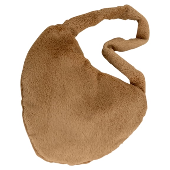PAMINGONO 1Set Plush Heart Shape Crossbody Bag for Women with Storage Function Brown Trendy Handbag 33.0x24.0x3.0in