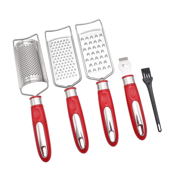 PAMINGONO Red Vegetable Chopper and Grater Set with Stainless Steel Blades, Ergonomic Design for Easy Household Food Prep