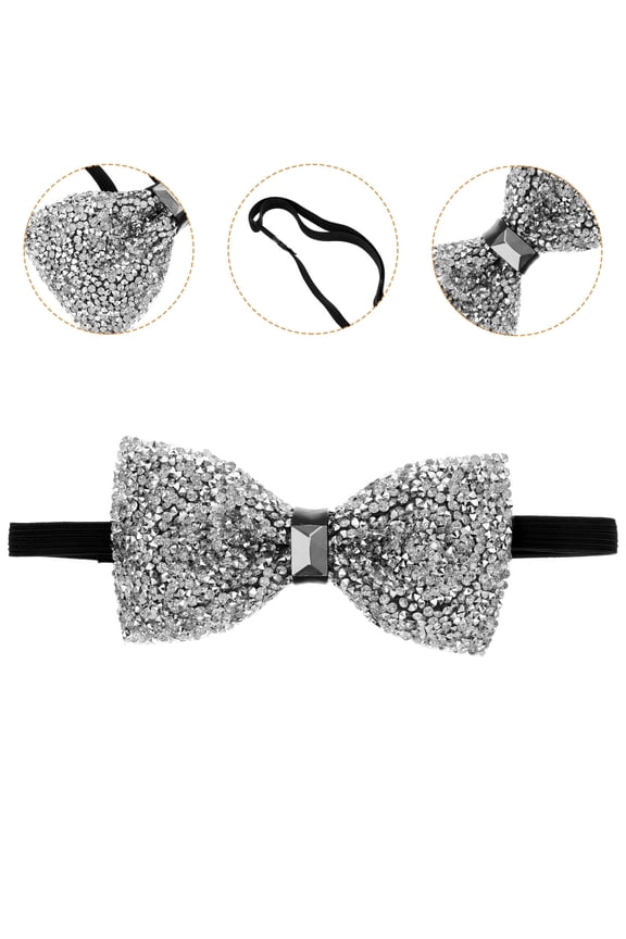 1Set Pre-Tied Bow Ties For Men In Silver To Enhance Any Formal Outfit